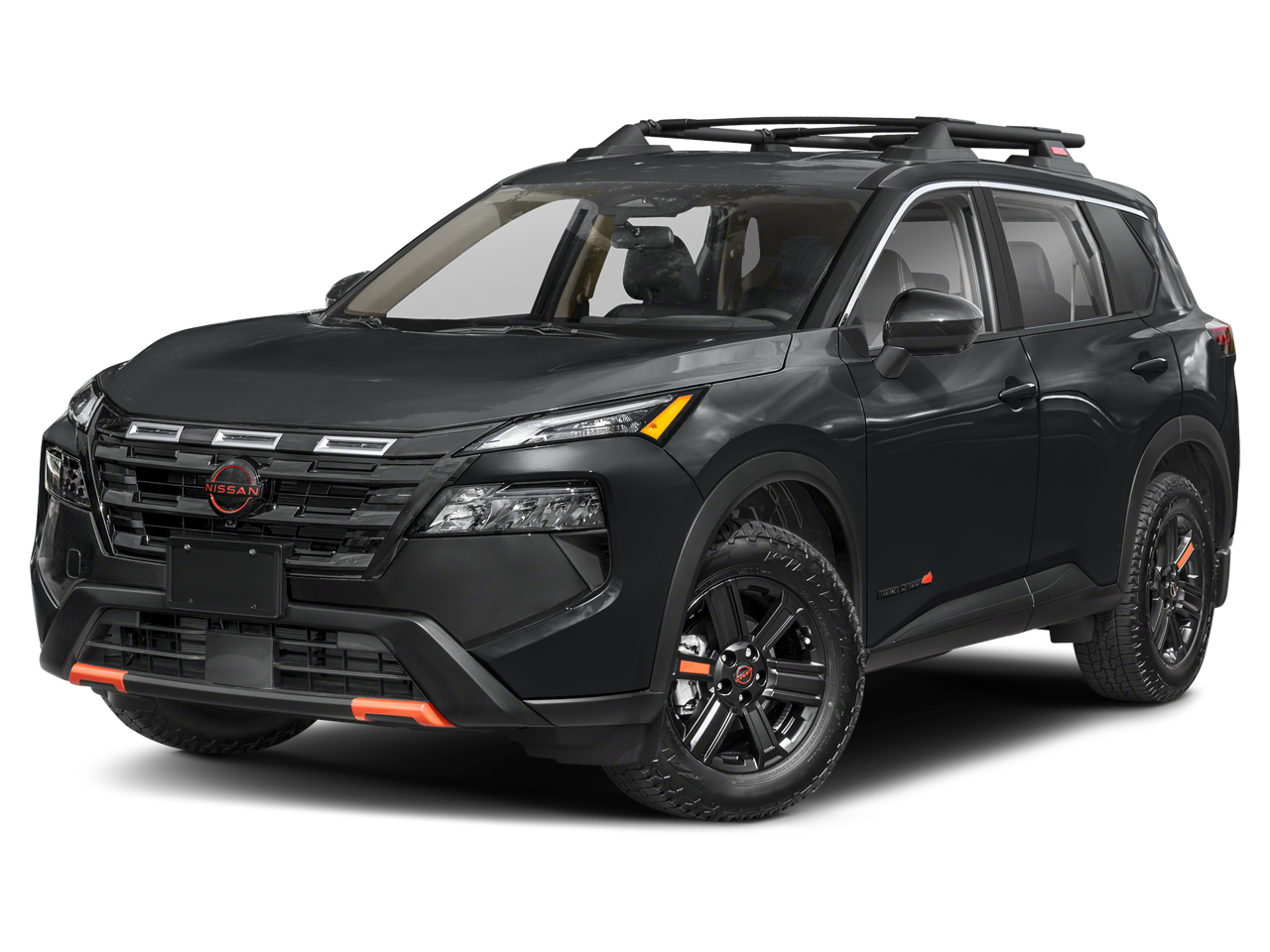 2026 Nissan Rogue Rock Creek in SUPER BLACK — front three-quarter view