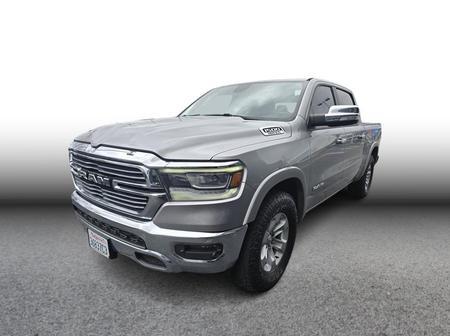 2019 RAM 1500 Crew Cab Laramie Pickup 4D 5 1/2 ft in Silver — front three-quarter view