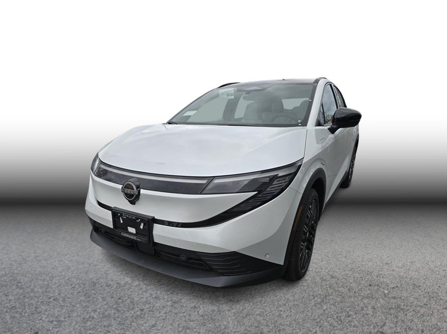 2026 Nissan LEAF PLATINUM PLUS Hatchback 4D in White — front three-quarter view