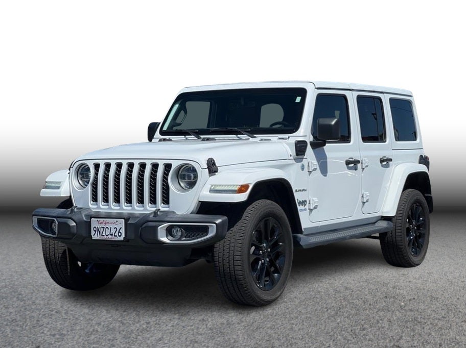 2021 Jeep Wrangler Unlimited 4xe Sahara 4xe Sport Utility 4D in White — front three-quarter view