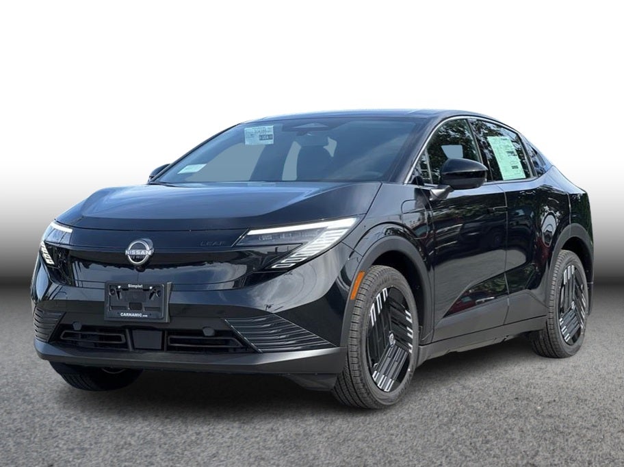 2026 Nissan Leaf S+ in Black — front three-quarter view