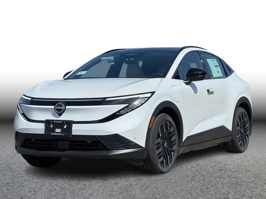 2026 Nissan Leaf Platinum+ in White — front three-quarter view